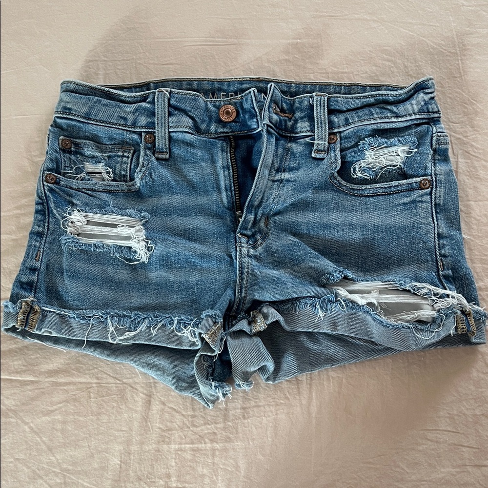 American Eagle Outfitters Ripped Blue Jean Shorts